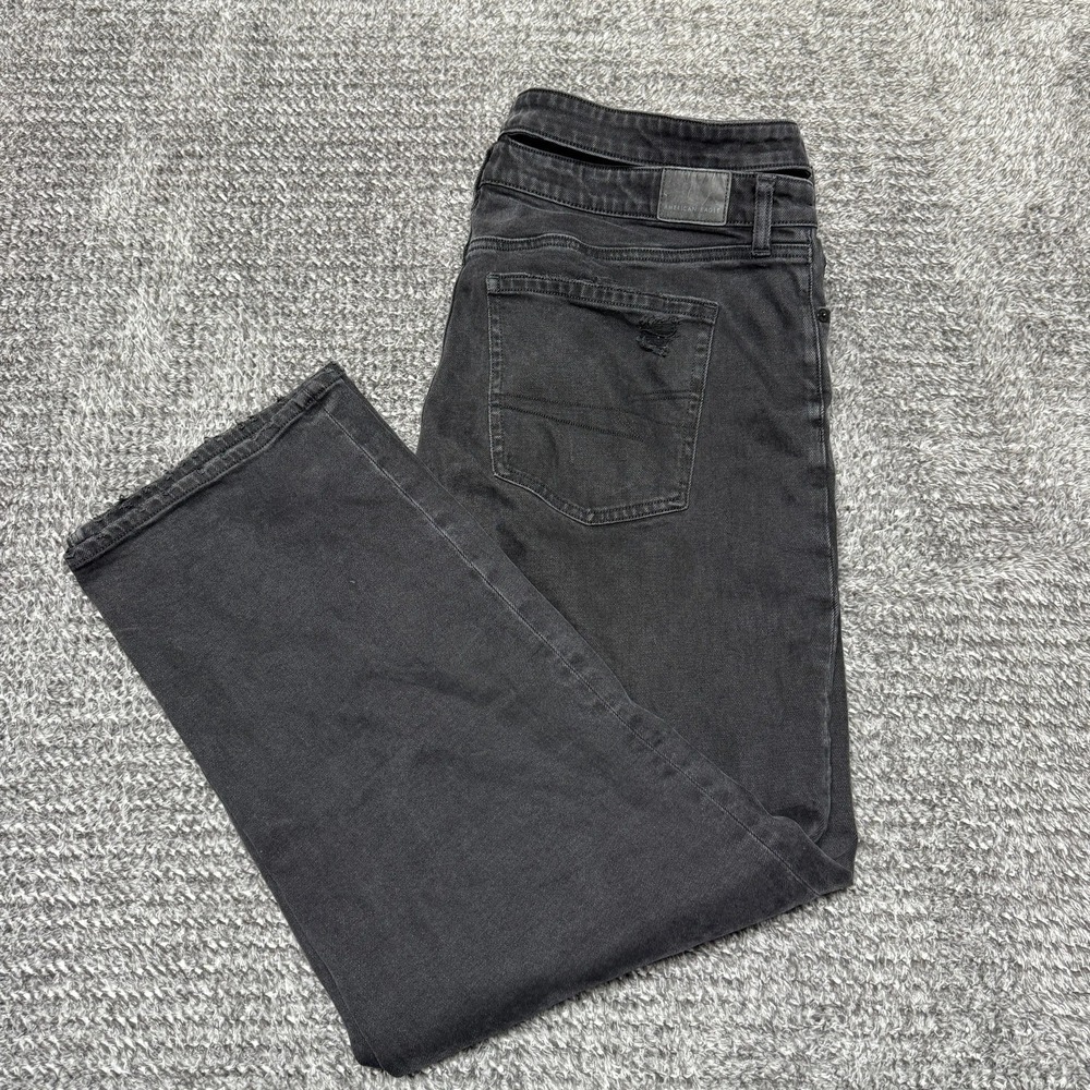 American Eagle Womens Jeans 14x30 Super High-Rise Baggy Straight Black